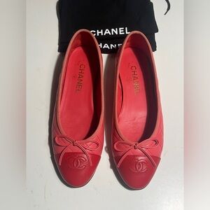 CHANEL Women's Vibrant Red Flats